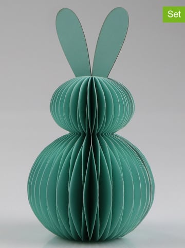 AM Design 2er-Set: Dekofiguren "Hase" in Türkis - (B)8 x (H)14 x (T)8 cm