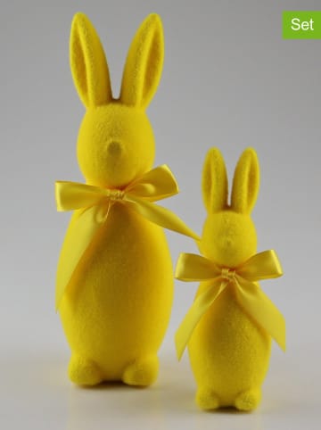 AM Design Figurki dekoracyjne (2 szt.) "Hare" w kolorze żółtym