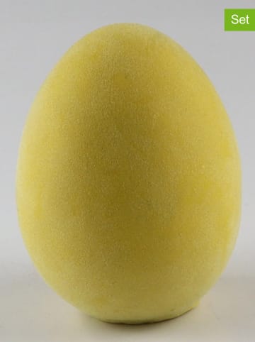 AM Design 2er-Set: Dekofiguren ''Osterei'' in Gelb - (H)10 x Ø 6,5 cm
