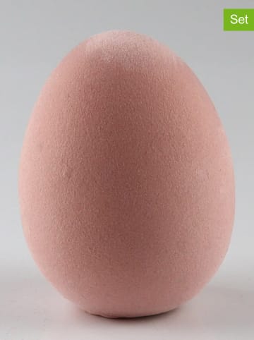 AM Design 2er-Set: Dekofiguren ''Osterei'' in Rosa - (H)10 x Ø 6,5 cm