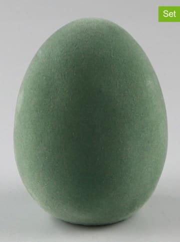 AM Design 2er-Set: Dekofiguren ''Osterei'' in Türkis - (H)10 x Ø 6,5 cm