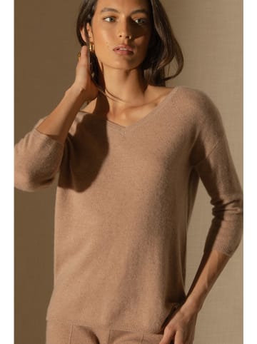 Perfect Cashmere Kaschmir-Pullover "Thais" in Hellbraun