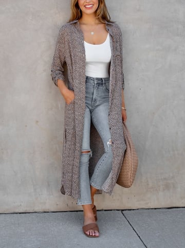 Milan Kiss Kimono in Grau/ Braun