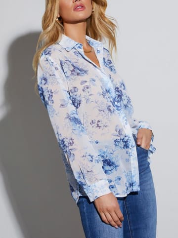 Milan Kiss Bluse in Weiß/ Blau