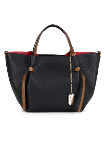 Anna Morellini Leren handtas "Pietrina" zwart - (B)26 x (H)25 x (D)15 cm