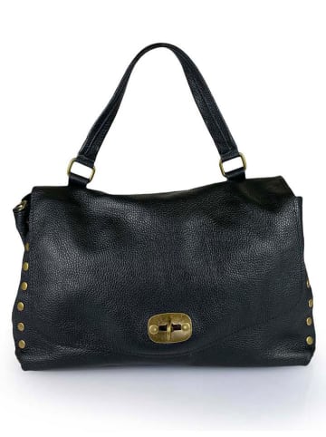 Lia Biassoni Leder-Schultertasche "Ciateli" in Schwarz - (B)38 x (H)27,5 x (T)14 cm