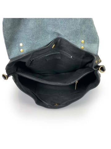 Lia Biassoni Leren handtas "Ciateli" zwart - (B)38 x (H)27 x (D)14 cm