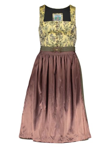Turi Landhaus Dirndl in Gelb/ Grün/ Braun