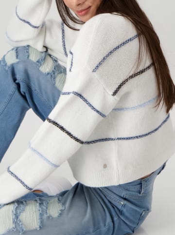 monari Pullover in Weiß/ Blau
