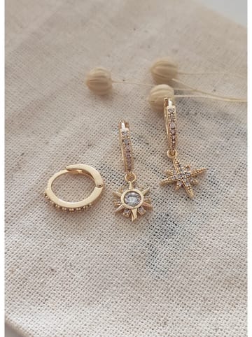 atelier MIU 3er-Set: Vergold. Creolen mit Edelsteinen