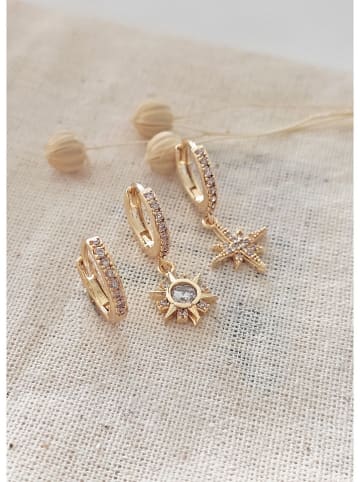 atelier MIU 3-delige set: vergulde creolen met edelstenen
