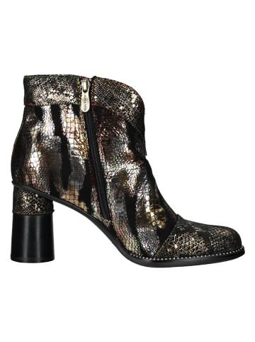 LAURA VITA Leder-Stiefeletten in Schwarz/ Grau/ Beige