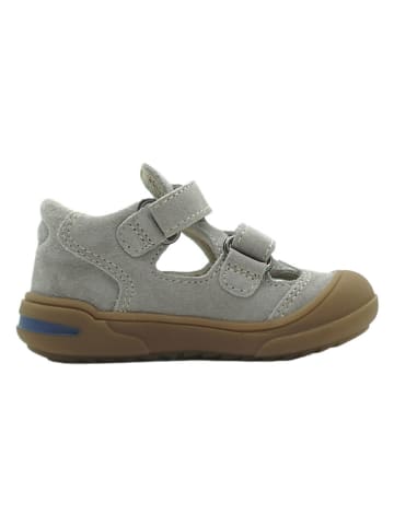 lamino Leren enkelsandalen grijs