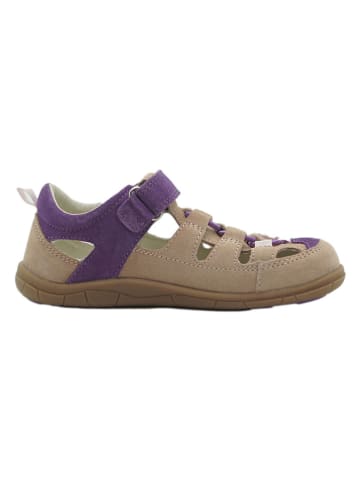 lamino Leren barefootenkelsandalen paars/beige