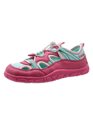 lamino Barfuß-Halbsandalen in Pink/ Türkis