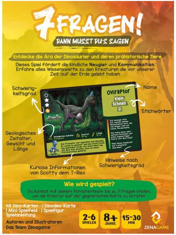 ZENAGAME Kartenspiel "7 Fragen! Dinos" - ab 8 Jahren