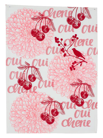 Overbeck and Friends Ściereczka "Oui Cherie" w kolorze jasnoróżowo-czerwonym do naczyń - 70 x 50 cm