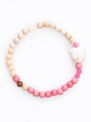 Overbeck and Friends Armband "Bali" in Beige/ Rosa - Ø 6 cm