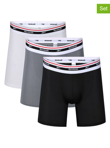 Reebok 3er-Set: Boxershorts "Finlo" in Grau/ Weiß/ Schwarz
