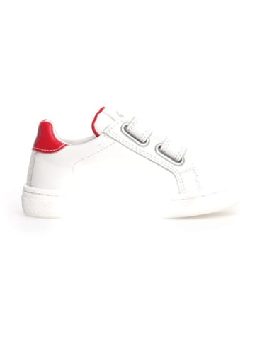 Naturino Skórzane sneakersy "Pinn" w kolorze białym ze wzorem