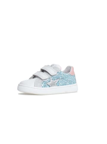 Naturino Leder-Sneakers "Pinn" in Weiß/ Hellblau/ Rosa