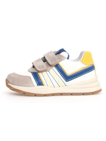 Naturino Skórzane sneakersy "Evon 2" w kolorze biało-beżowym ze wzorem