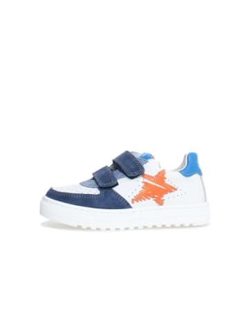 Naturino Leren sneakers "Hess 2" wit/donkerblauw/oranje