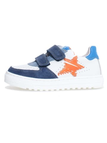 Naturino Skórzane sneakersy "Hess 2" w kolorze biało-granatowo-pomarańczowym