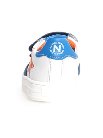 Naturino Leren sneakers "Hess 2" wit/donkerblauw/oranje