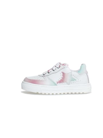 Naturino Leder-Sneakers "Hess 2" in Weiß/ Rosa/ Grün