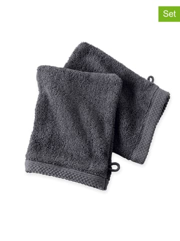 Soft by Perle de Coton 2er-Set: Waschhandschuhe ''Epo'' in Anthrazit