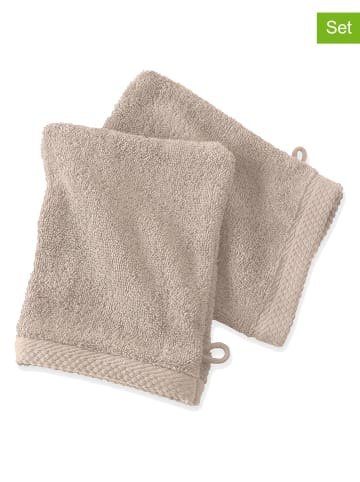 Soft by Perle de Coton 2er-Set: Waschhandschuhe ''Epo'' in Beige