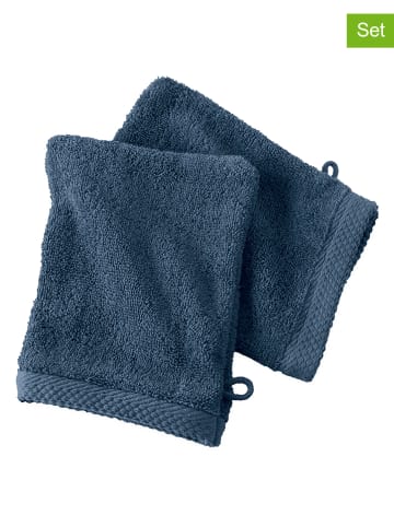 Soft by Perle de Coton 2er-Set: Waschhandschuhe ''Epo'' in Blau