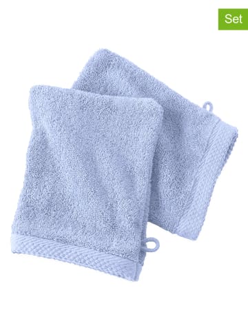 Soft by Perle de Coton 2er-Set: Waschhandschuhe ''Epo'' in Hellblau