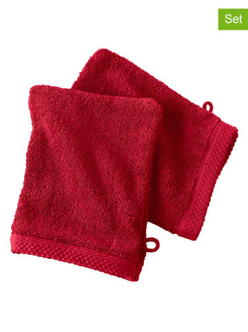 Soft by Perle de Coton 2er-Set: Waschhandschuhe ''Epo'' in Rot