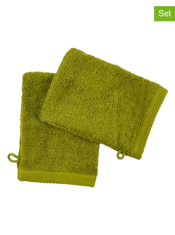 Soft by Perle de Coton 2-delige set: washandjes "Epo" olijfgroen