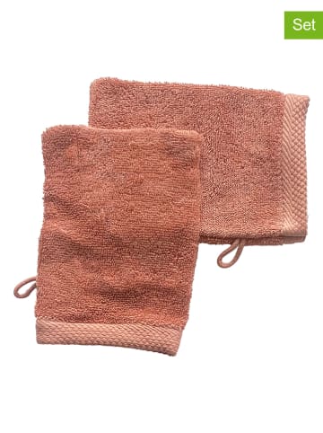 Soft by Perle de Coton 2-delige set: washandjes "Epo" koraalrood