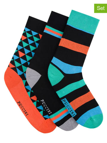Puccini 3er-Set: Socken in Schwarz/ Bunt