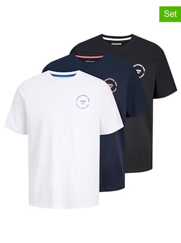 Jack & Jones 3er-Set: Shirt in Weiß/ Dunkelblau/ Schwarz