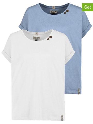 Sublevel 2-delige set: shirts wit/lichtblauw