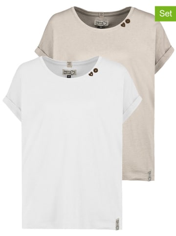 Sublevel 2er-Set: Shirts in Weiß/ Creme