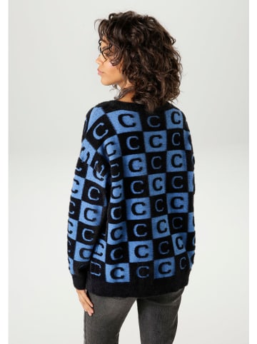 Aniston Pullover in Schwarz/ Blau
