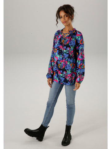 Aniston Bluse in Blau/ Pink