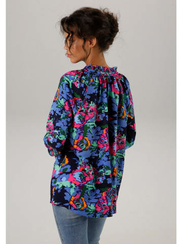 Aniston Bluse in Blau/ Pink