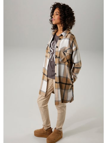 Aniston Blousemantel camel/wit