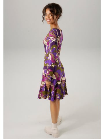 Aniston Kleid in Lila/ Oliv