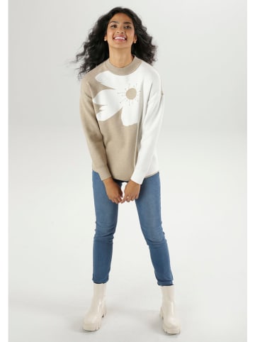 Aniston Pullover in Beige/ Creme