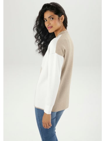 Aniston Sweter w kolorze beżowo-kremowym