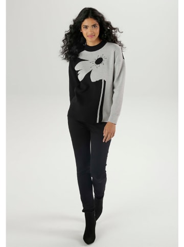 Aniston Pullover in Schwarz/ Grau