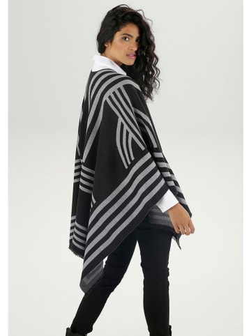 Aniston Poncho zwart/grijs